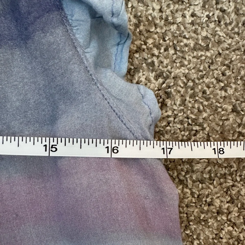 Anthropologie Cloth & Stone Flutter Slv Blouse Top Women’s L Blue Purple Ombre - Picture 9 of 11